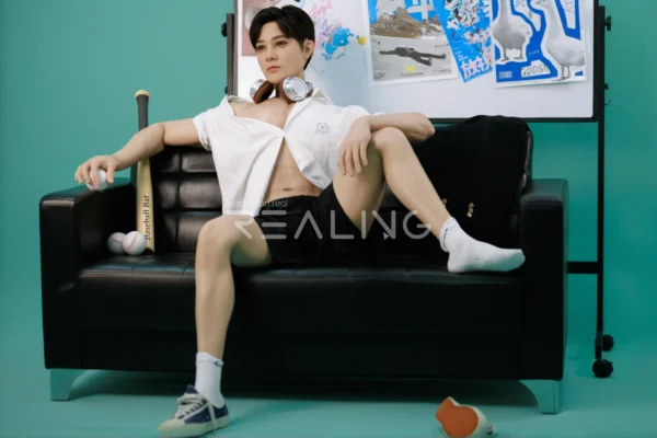 175-cm-silicone-male-doll-for-gay-men-54 175 cm Silicone Male Doll for Gay Men, handsome adult man with Ivy League-inspired collegiate styling, view 54