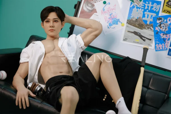 175-cm-silicone-male-doll-for-gay-men-56 175 cm Silicone Male Doll for Gay Men, handsome adult man with Ivy League-inspired collegiate styling, view 56