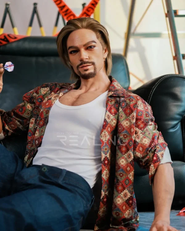 leonardo-blond-male-doll-178cm-14 Leonardo Blond Male Doll 178cm / 5'10" with blond, bearded smart-casual styling, product view 14