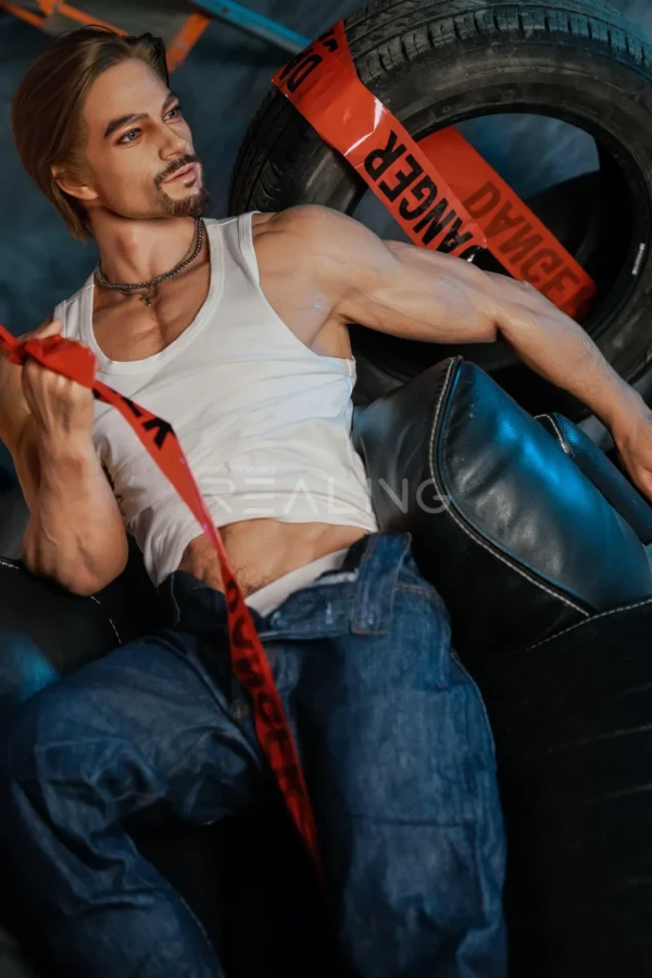 leonardo-blond-male-doll-178cm-23 Leonardo Blond Male Doll 178cm / 5'10" with blond, bearded smart-casual styling, product view 23