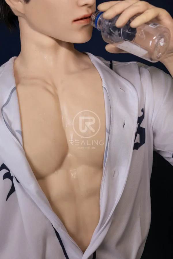 royce-full-silicone-male-doll-175cm-05 Royce Full Silicone Male Doll 175cm / 5'9" with baseball-inspired athletic styling, product view 5