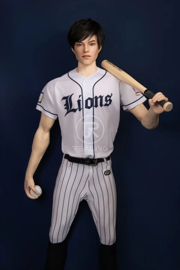 royce-full-silicone-male-doll-175cm-06 Royce Full Silicone Male Doll 175cm / 5'9" with baseball-inspired athletic styling, product view 6