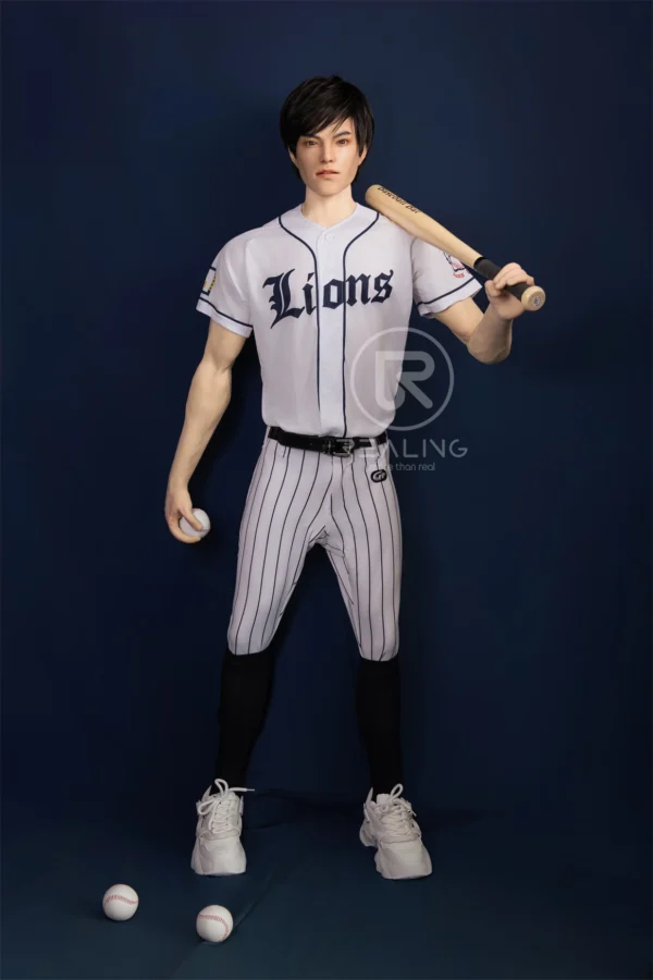 royce-full-silicone-male-doll-175cm-07 Royce Full Silicone Male Doll 175cm / 5'9" with baseball-inspired athletic styling, product view 7