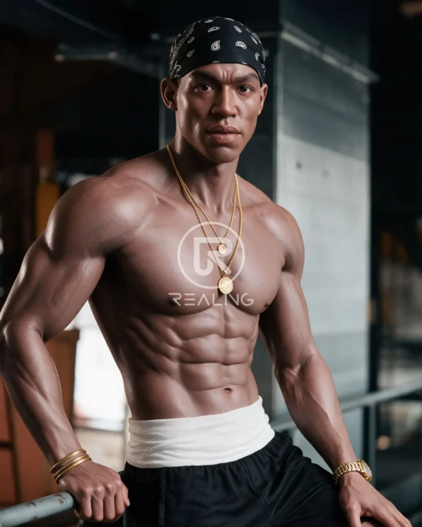Gay Male Sex Dolls - Mendolls12 Amir: 178cm Muscular Black Male Silicone Doll | 8-Pack Abs & Athletic Build