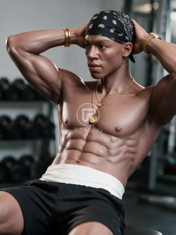 Gay Male Sex Dolls - Mendolls16 Amir: 178cm Muscular Black Male Silicone Doll | 8-Pack Abs & Athletic Build
